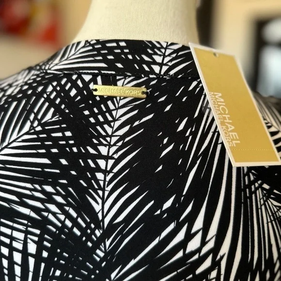 #80 NWT Michael Michael Kors Palm Leaf Sleeveless Dress - Picture 6 of 7